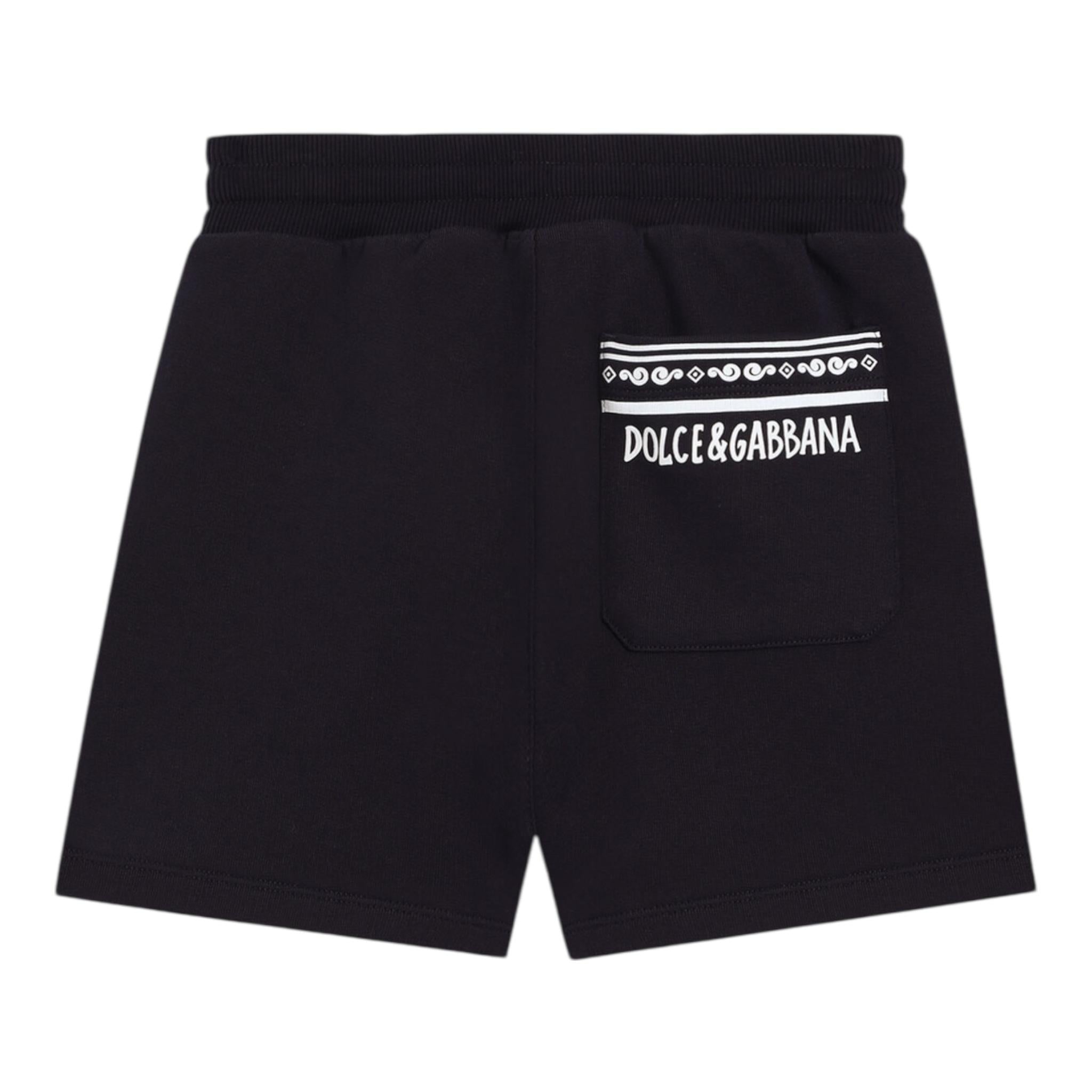 Dolce & Gabbana Bermuda In Tuta Tinta Unita con Logo per Bambino L4J1U6 BLU DOLCE & GABBANA 