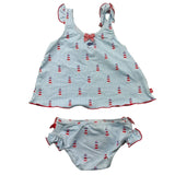 Cnd Costume 2-teiliger Tanktop-Slip, einfarbig, mit Muster und Rüschen, blau, für Baby-Mädchen
