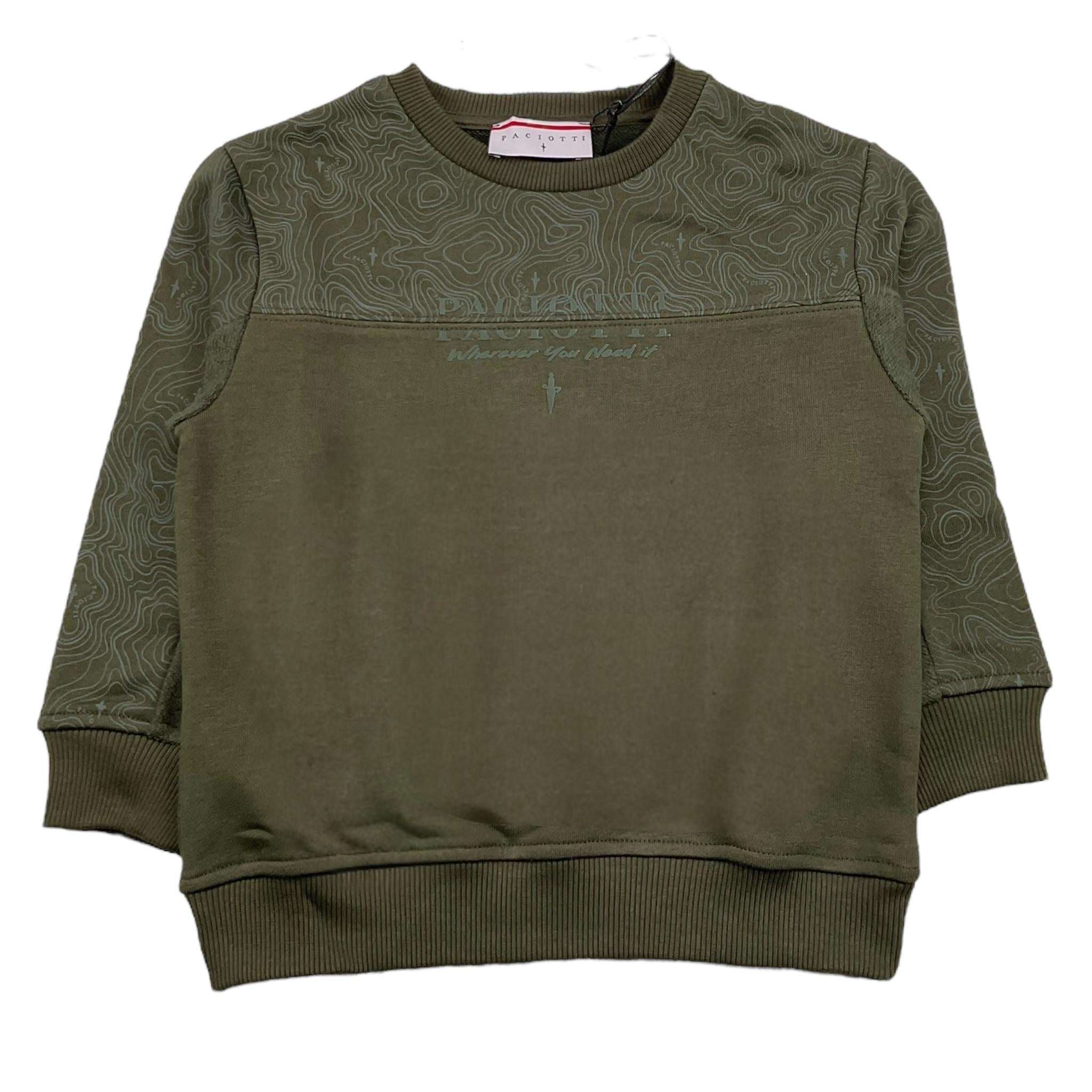 CESARE PACIOTTI felpa chiusa girocollo tinta unita con stampa Verde per Bambino MFP5354BXXX VERDE CESARE PACIOTTI 