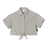 Aspesi Halbarm Crop Shirt Einfarbig mit Streifenmuster Grau Für Mädchen