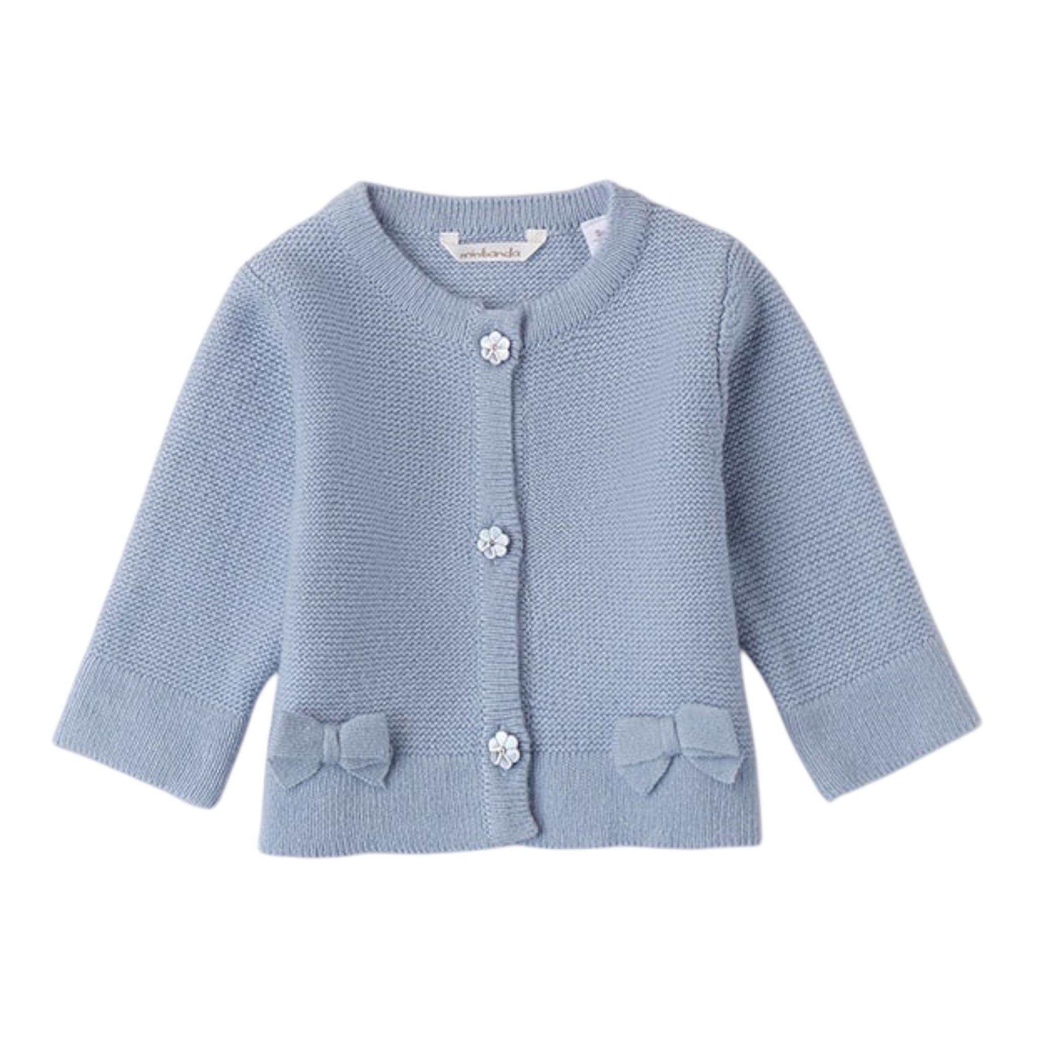 MINI BANDA cardigan tinta unita con fiocchi Azzurro per Neonata A740 AZZURRO MINI BANDA 