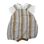 Babyvip Pagliaccetto Tricolore con Fantasia A Righe per Neonato T2809 CAMMELLO BABYVIP 