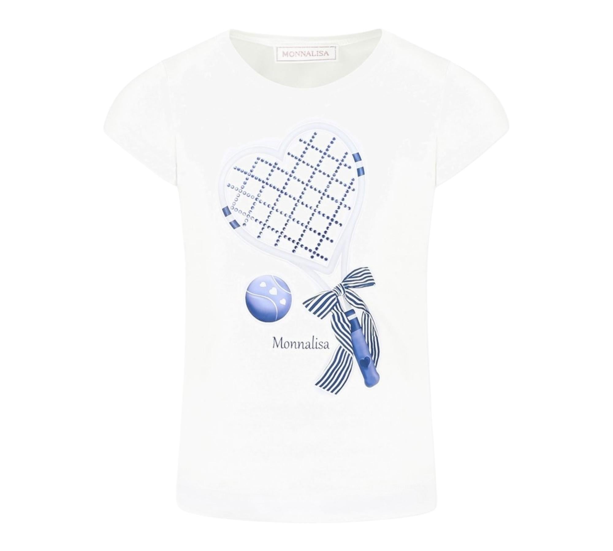 Monnalisa T-Shirt Girocollo Tinta Unita con Stampa per Bambina 19E603 BIANCO MONNALISA 