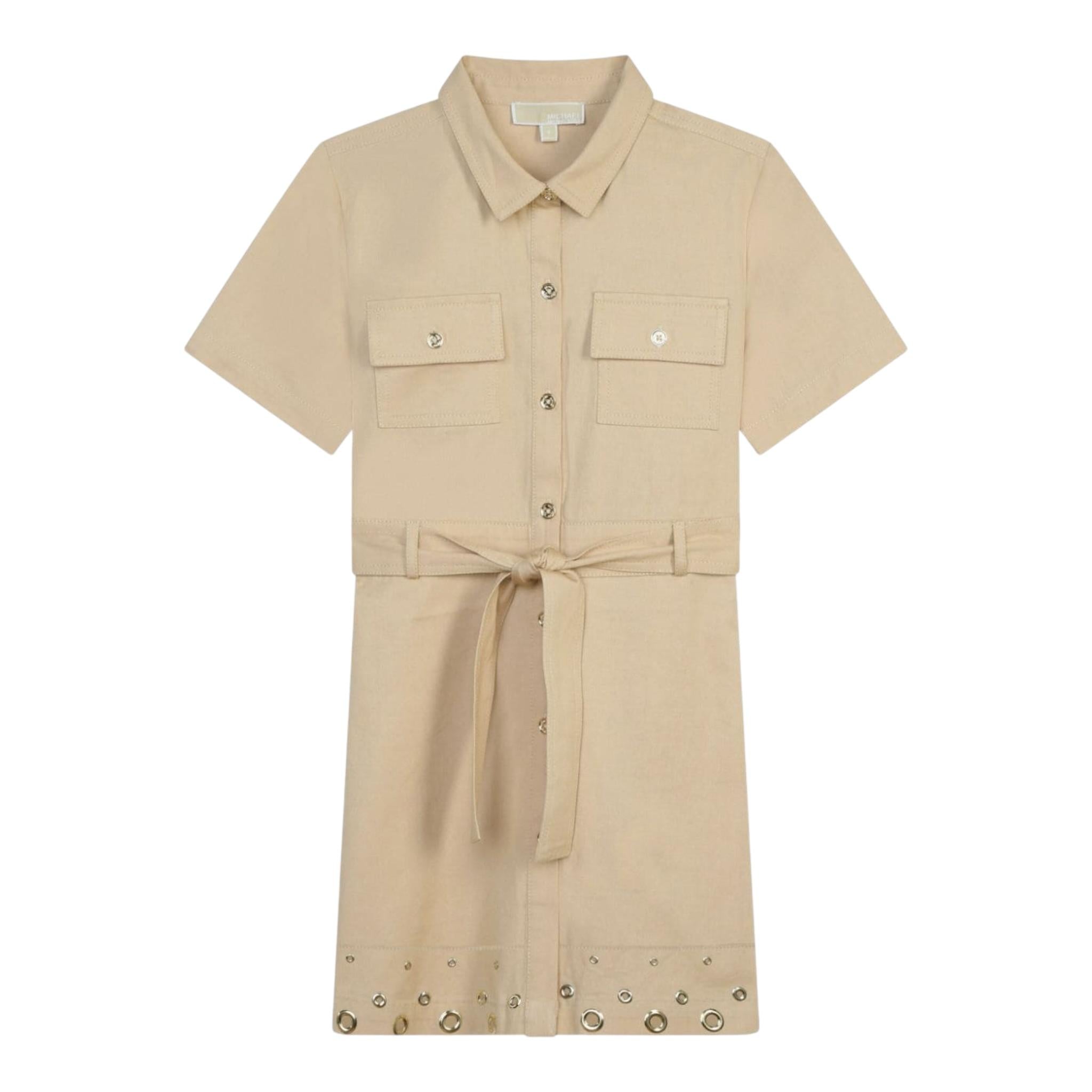 Michael Kors Abito Mezza Manica tinta unita Beige per Bambina R30020 BEIGE MICHAEL KORS 