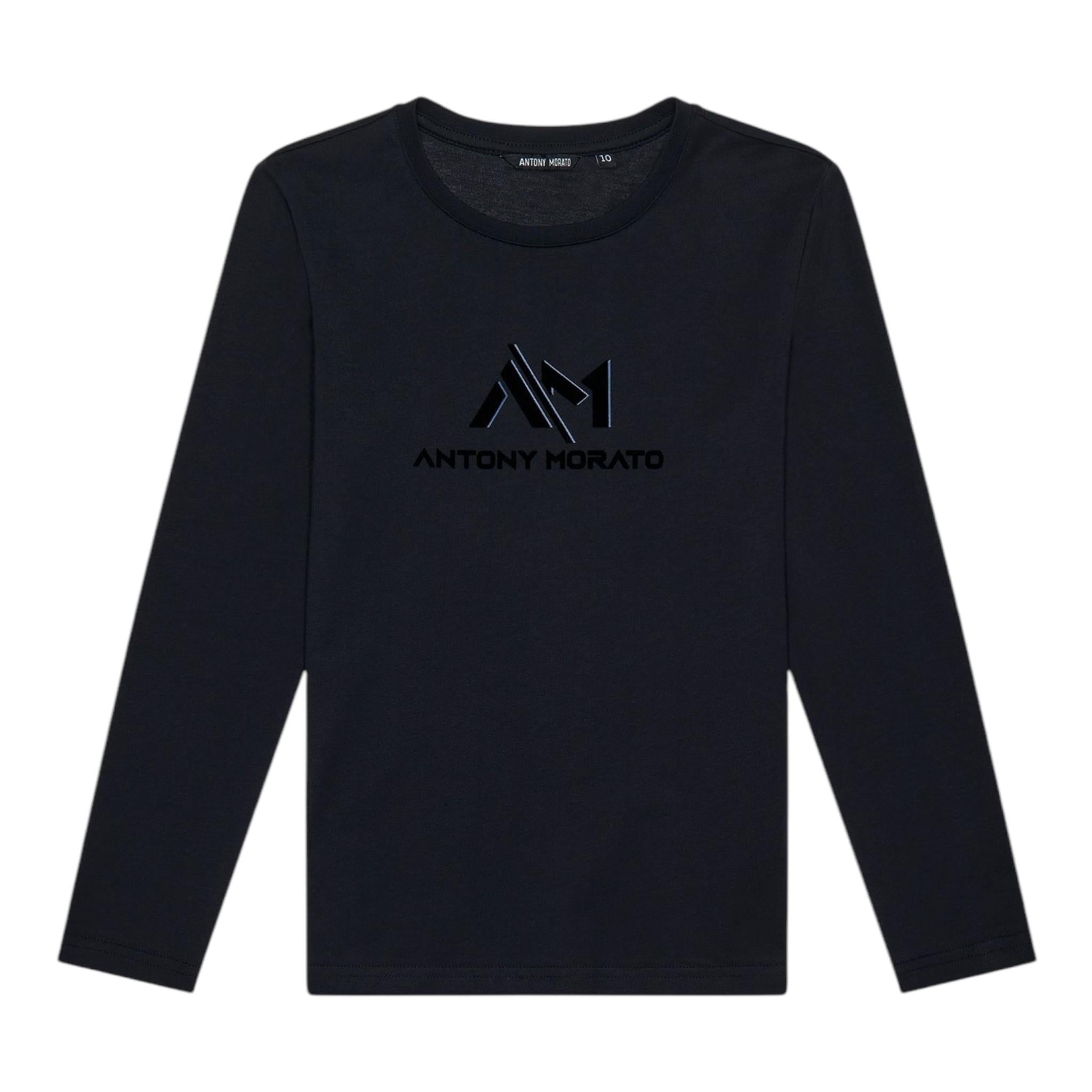 ANTONY MORATO shirt tinta unita girocollo con stampa Nero per Bambino MKKS00686 NERO ANTONY MORATO 