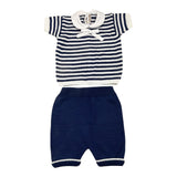 Little Bear Baby-Jungen Weiß/Blau Jersey-T-Shirt-Set