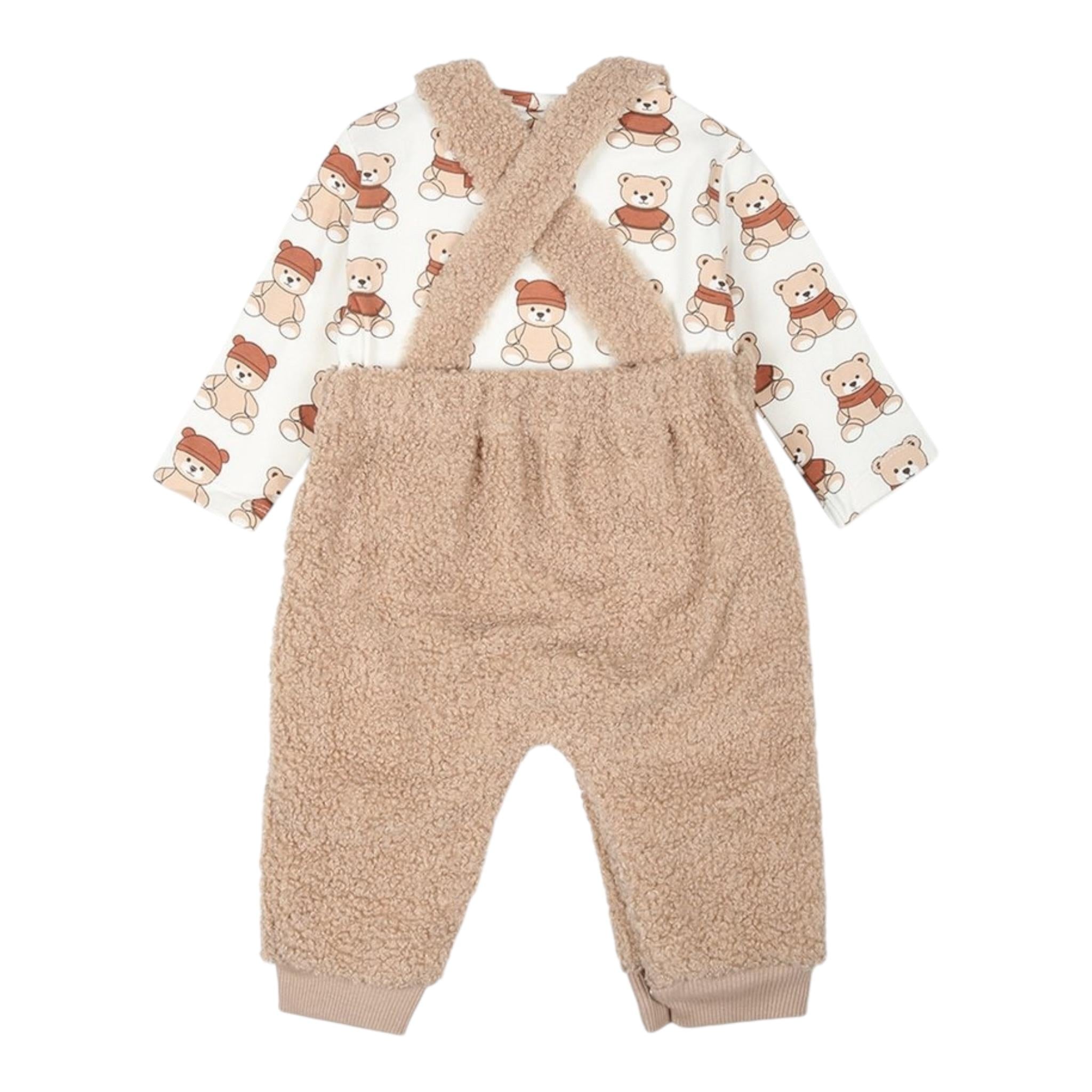 NANAN completo 2pz salopette-shirt con stampa Beige per Neonato I2413801B BEIGE NANAN 