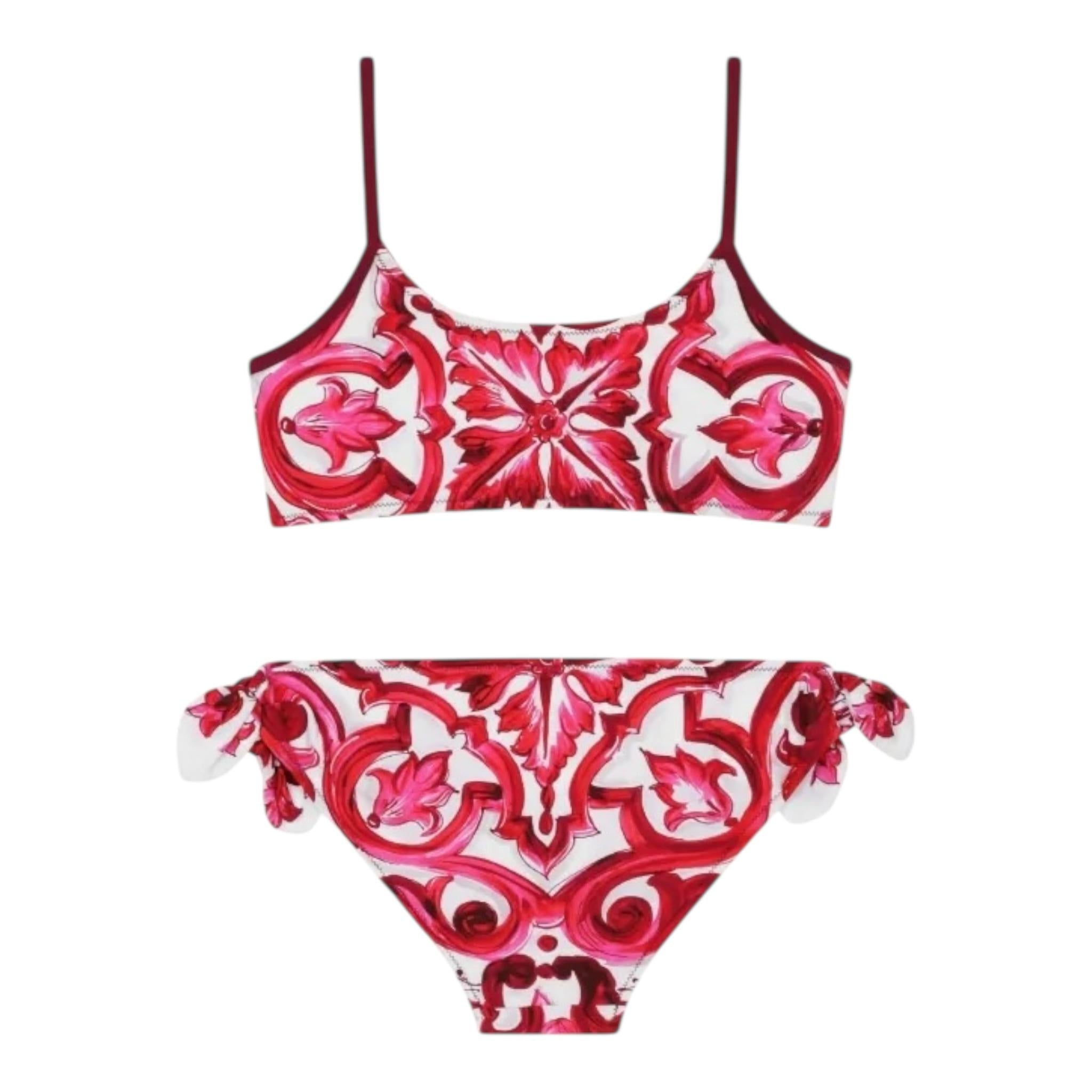 Dolce & Gabbana Costume 2 Pezzi Slip-Fascia con Fantasia per Bambina L5J82 BIANCO DOLCE & GABBANA 