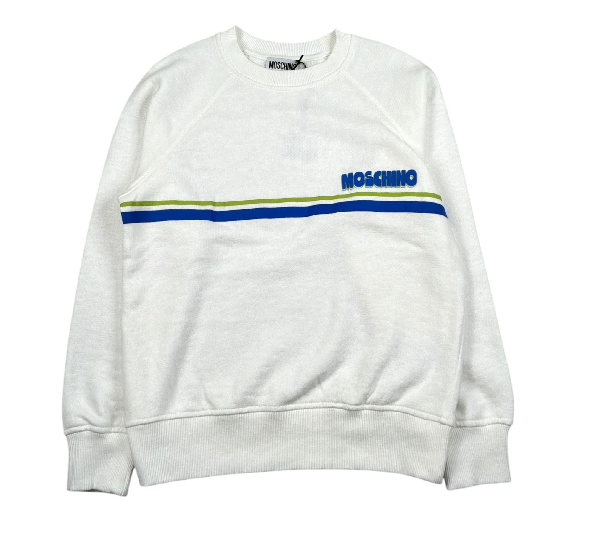 Moschino Felpa Chiusa Girocollo Tinta Unita con Logo per Bambino HUF09M BIANCO MOSCHINO 