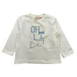 PLEASE shirt girocollo tinta unita con stampa Panna per Bambina ML07030G65J PANNA PLEASE 