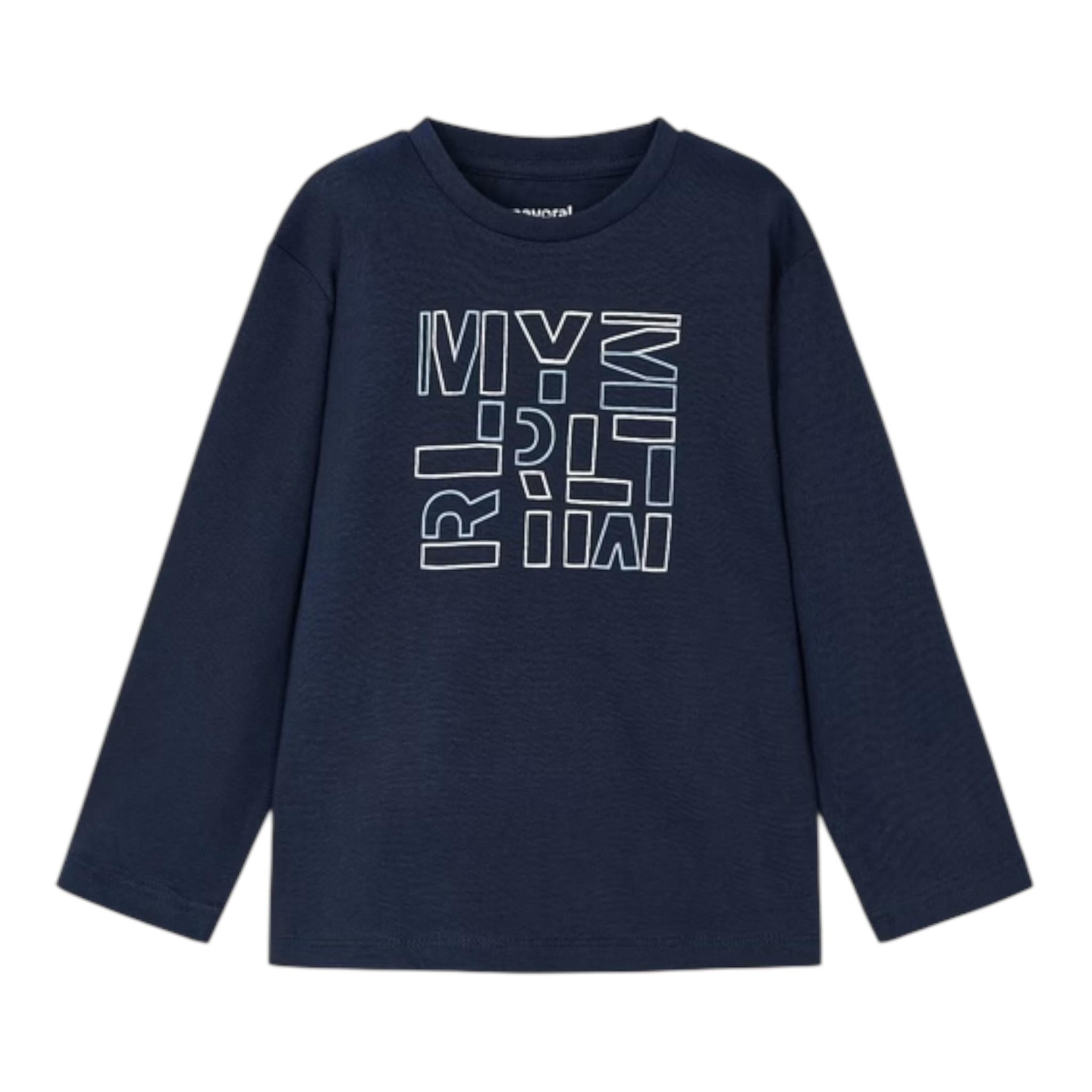 MAYORAL shirt girocollo tinta unita con stampa Blu per Neonato 174NXX BLU MAYORAL 