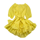 I Do – Gelbes, einfarbiges Kleid mit Rüschen für Mädchen