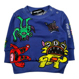 Dsquared2 Felpa tinta unita Girocollo con Stampa Blu per Neonato DQ1833 BLU DSQUARED2 