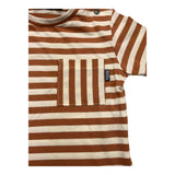 Please T-Shirt Rundhals Streifenmuster Weiß/Biscuit für Neugeborene