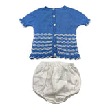 Juliana Complete T-Shirt Halbarm Strick-Coulotte Blau Für Baby Mädchen
