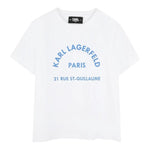 Karl Lagerfeld T-Shirt Girocollo Tinta Unita con Logo per Bambino Z30439J BIANCO KARL LAGERFELD 