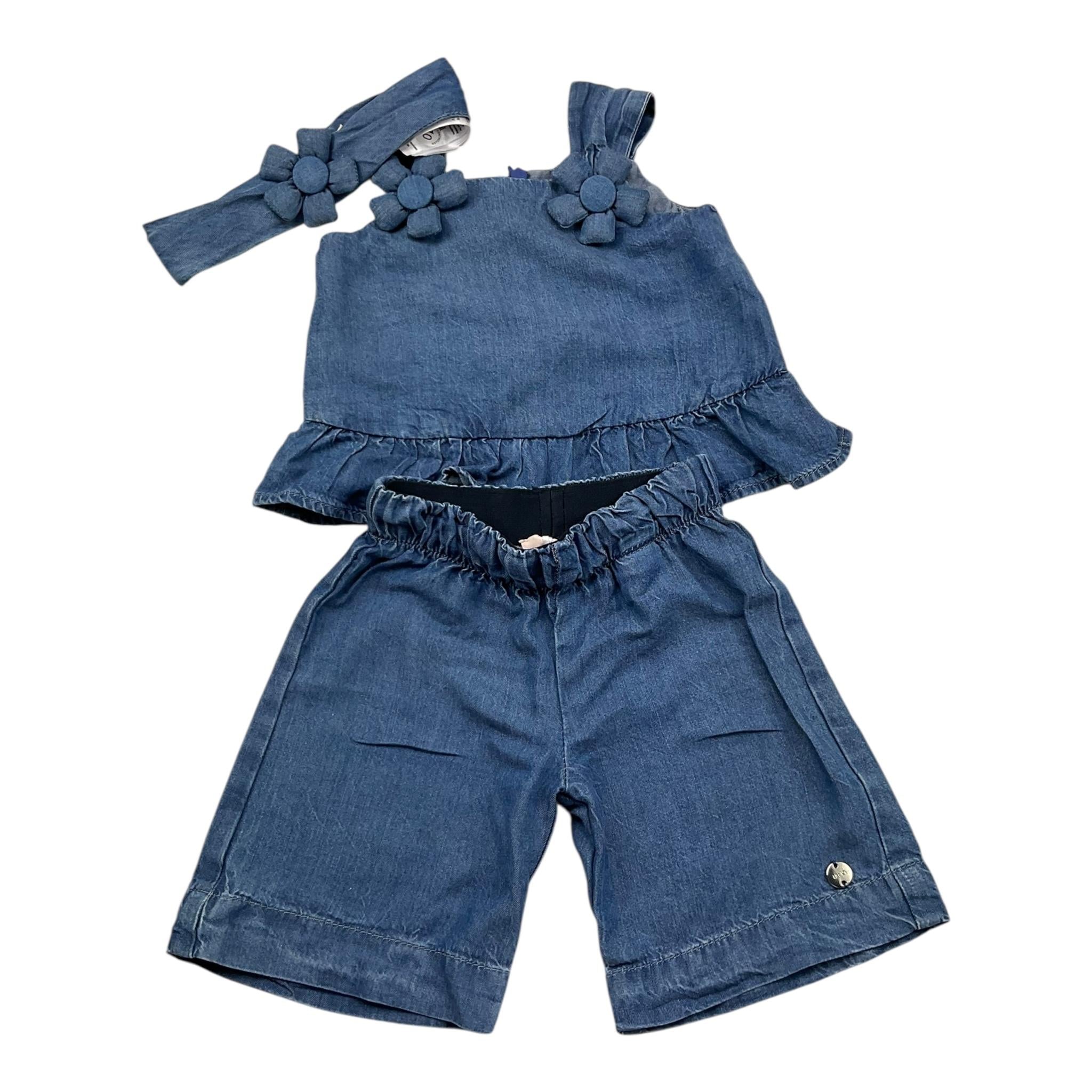 Liu Jo Completo 3 Pezzi Canotta-Pantalone-Fascia per Neonata HA5054 BLU LIU JO 