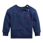 RALPH LAUREN felpa chiusa girocollo tinta unita con logo Blu per Neonato 320772102002 BLU RALPH LAUREN 