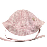 Baby Gi Mütze Karomuster mit weiß/rosa Spitze für Neugeborene