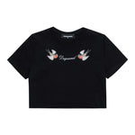Dsquared2 T-Shirt Girocollo Tinta Unita con Logo per Bambina DQ2729 NERO DSQUARED2 