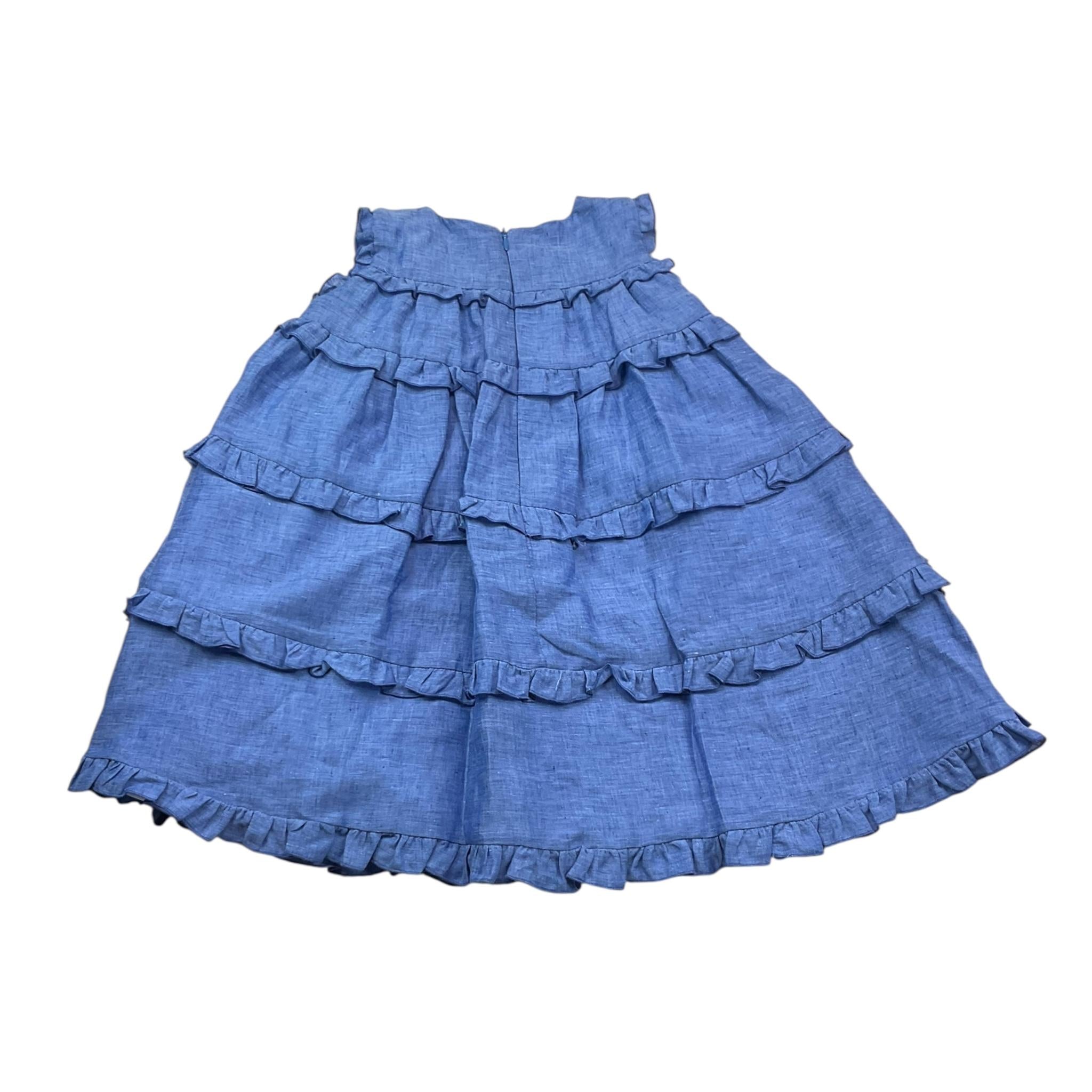 Little Bear Abito Giromanica Tinta Unita con Balze per Bambina 8226 BLU LITTLE BEAR 