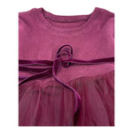 @MADILLY abito tinta unita manica lunga con tulle Bordeaux per Bambina 01908 BORDEAUX @MADILLY 