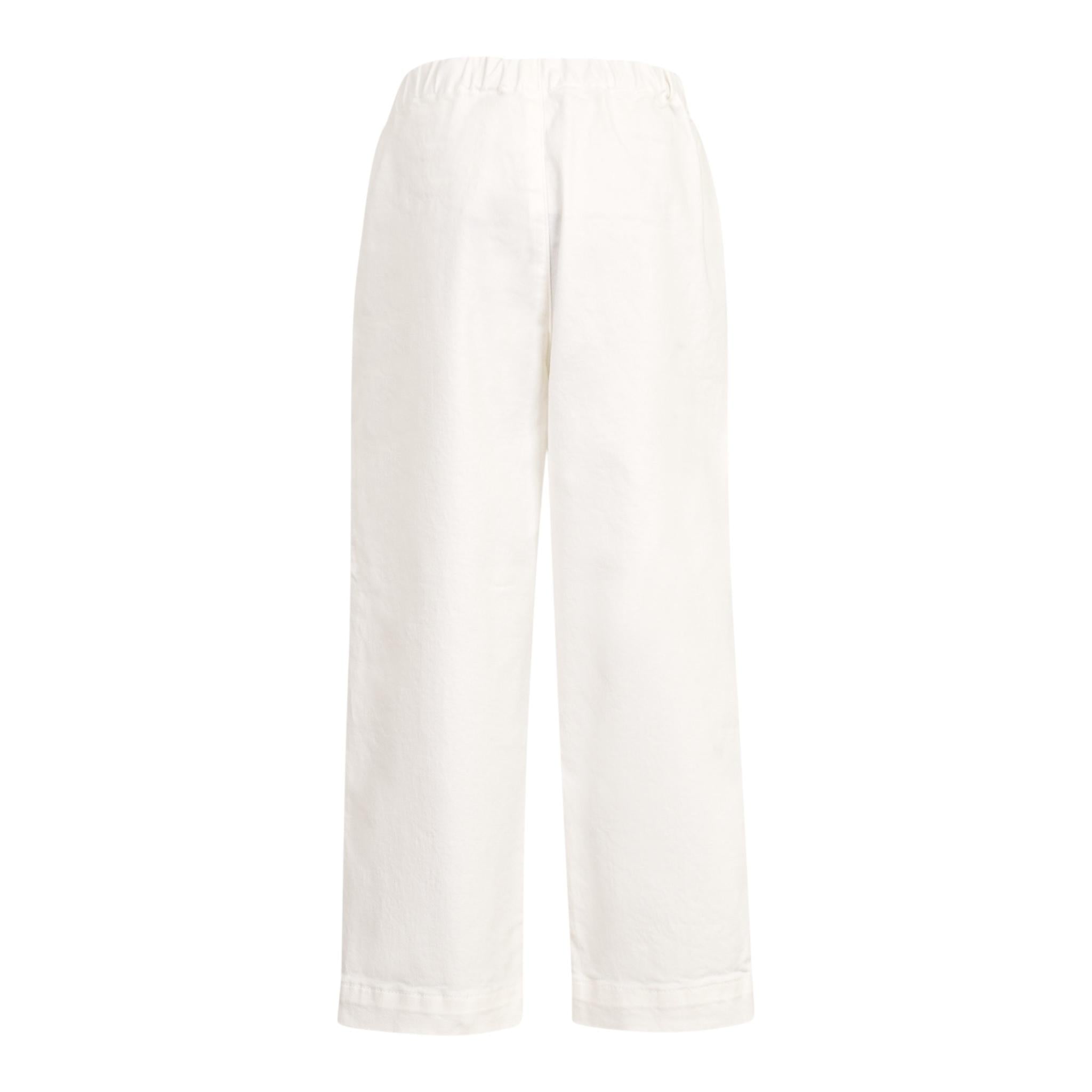 Dou Dou Pantalone Tinta Unita con Logo per Bambina DW6P71 PANNA DOU DOU 