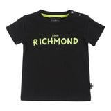 John Richmond Einfarbiges T-Shirt mit Rundhalsausschnitt und Aufdruck in Schwarz für Babys