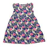 Name.It Blaues, einfarbiges, ärmelloses Kleid mit Blumenmuster für Mädchen