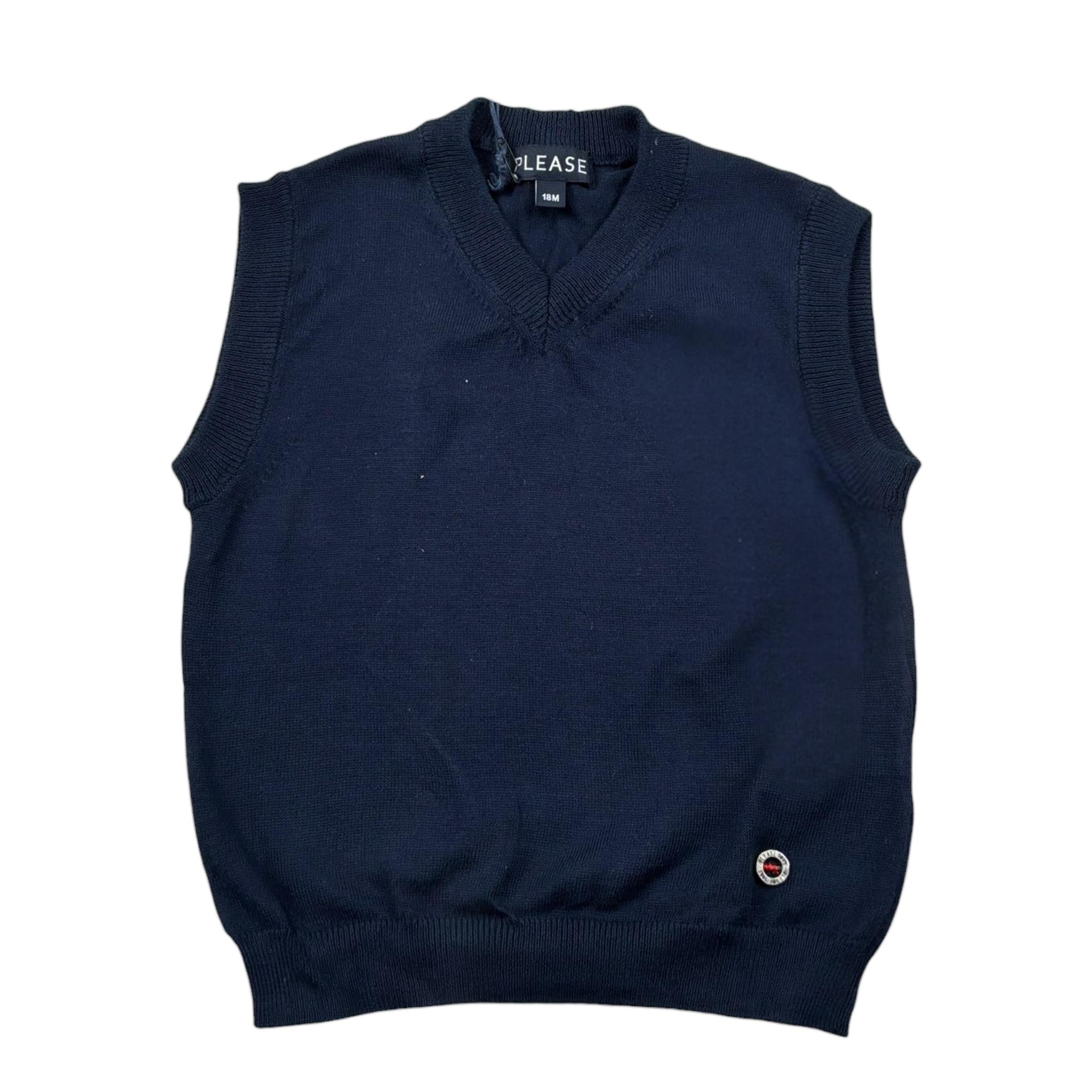 Please Gilet Tinta Unita per Neonato NB04230B73N BLU PLEASE 