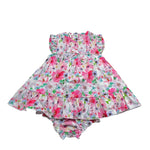 Mini Banda Set Abito-Coulotte Tinta Unita con Stampa per Neonata 3B784X BIANCO MINI BANDA 