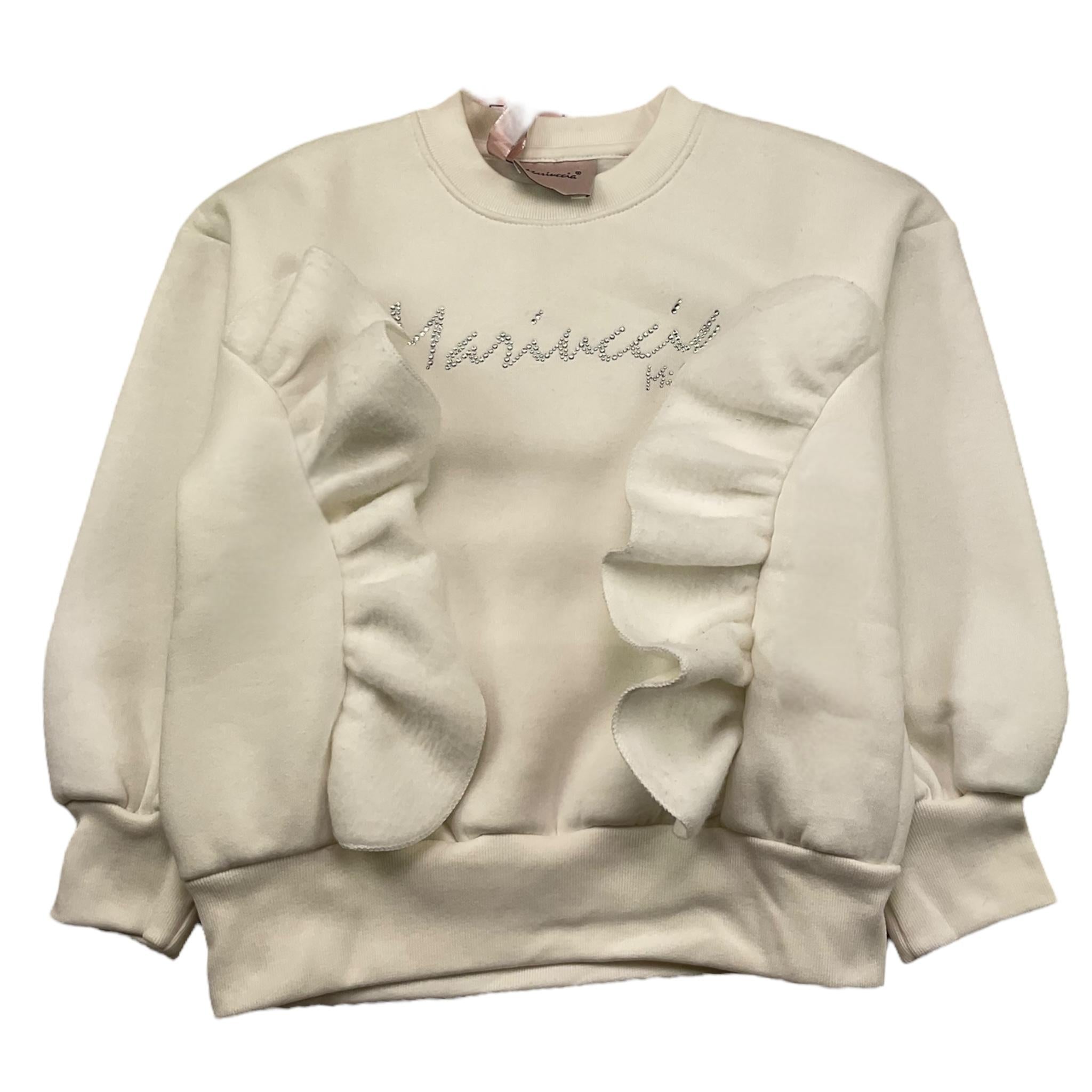 LIU JO felpa chiusa girocollo tinta unita con rouches Panna per Bambina MBFW23F260 PANNA LIU JO 