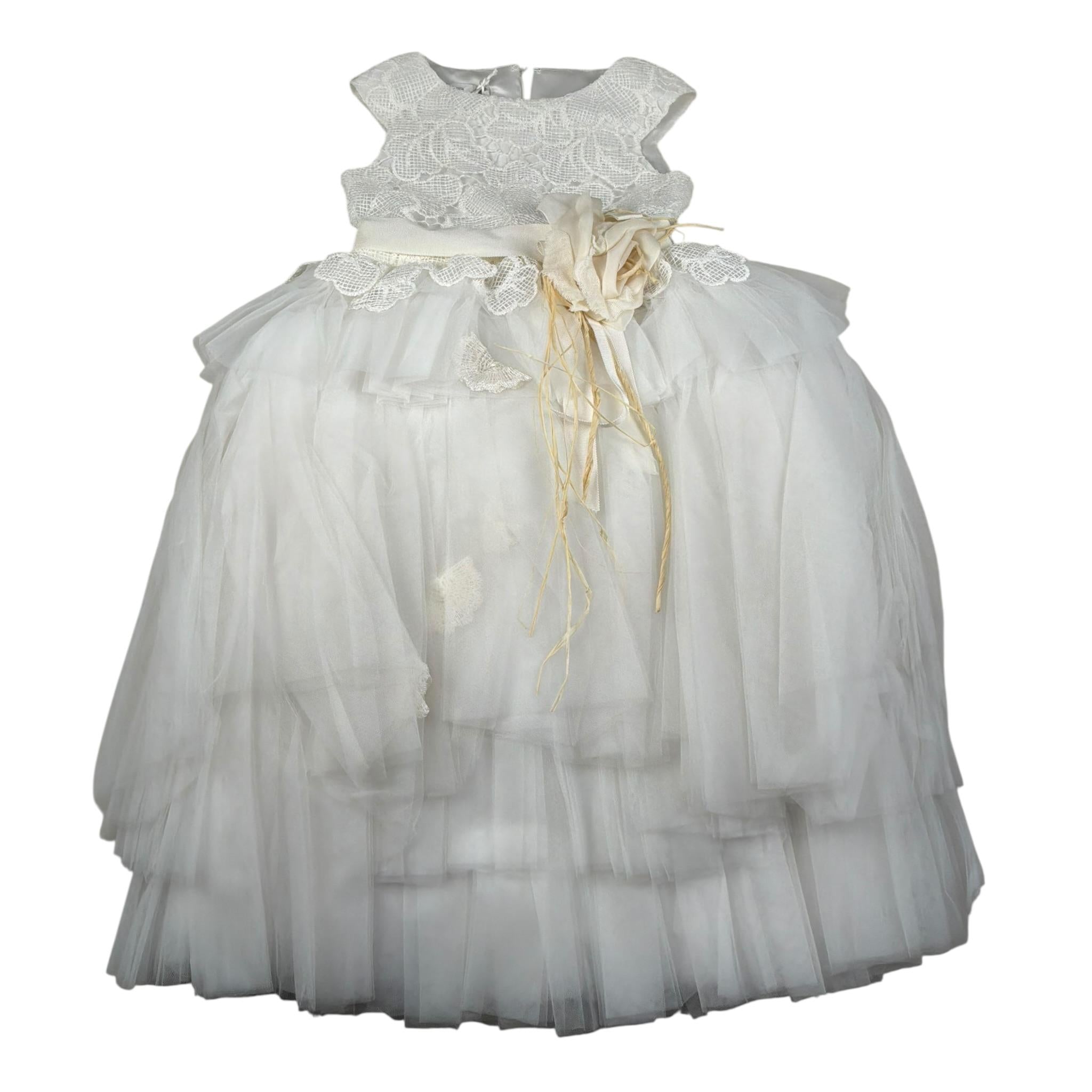 Raffaella Abit Cerimonia Tinta Unita con Tulle per Bambina BRIGITTE BIANCO RAFFAELLA 