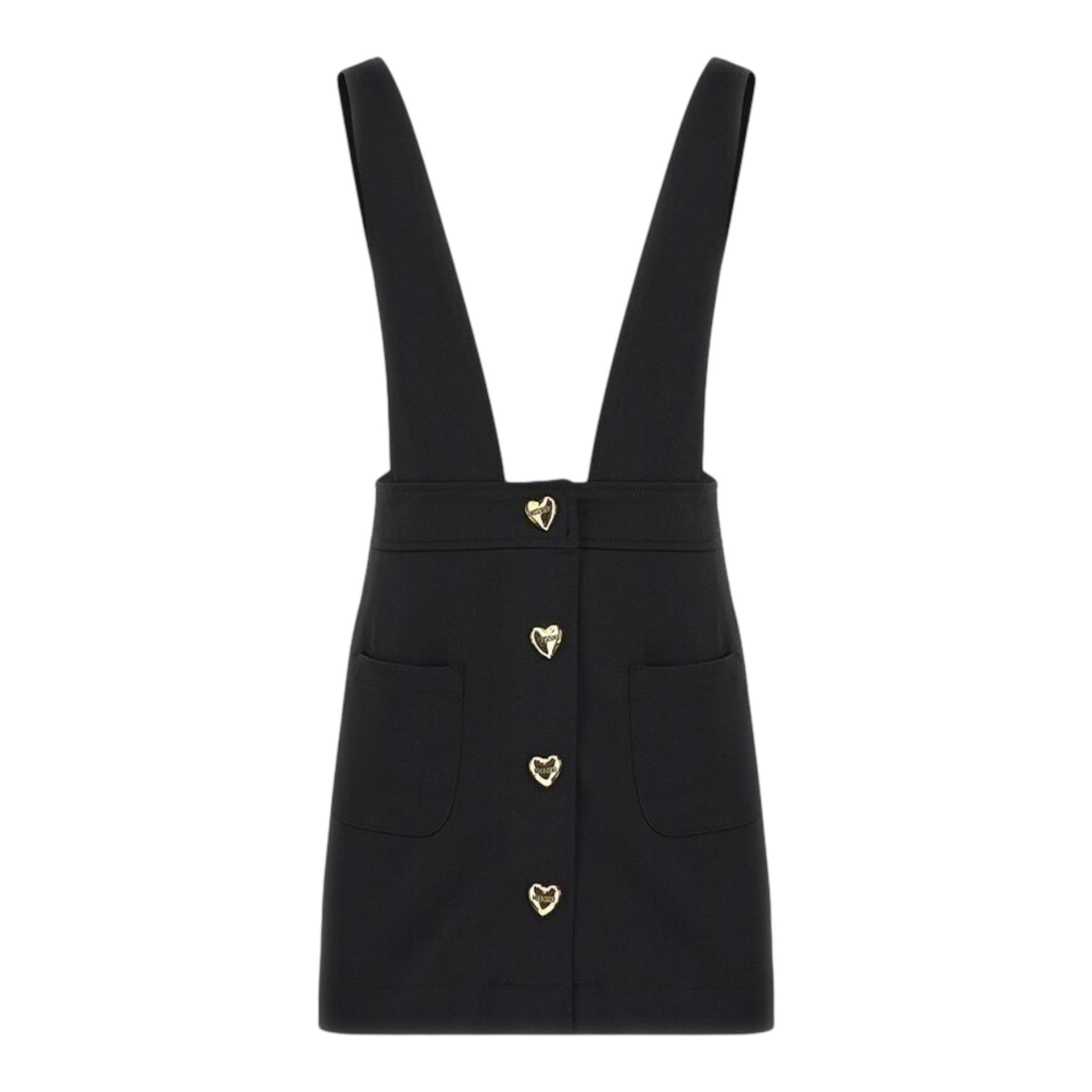 MOSCHINO salopette tinta unita con bottoni Nero per Bambina HDJ03G NERO MOSCHINO 