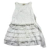 Monnalisa Abito Giromanica Tinta Unita con Ricami per Bambina 795902 BIANCO MONNALISA 