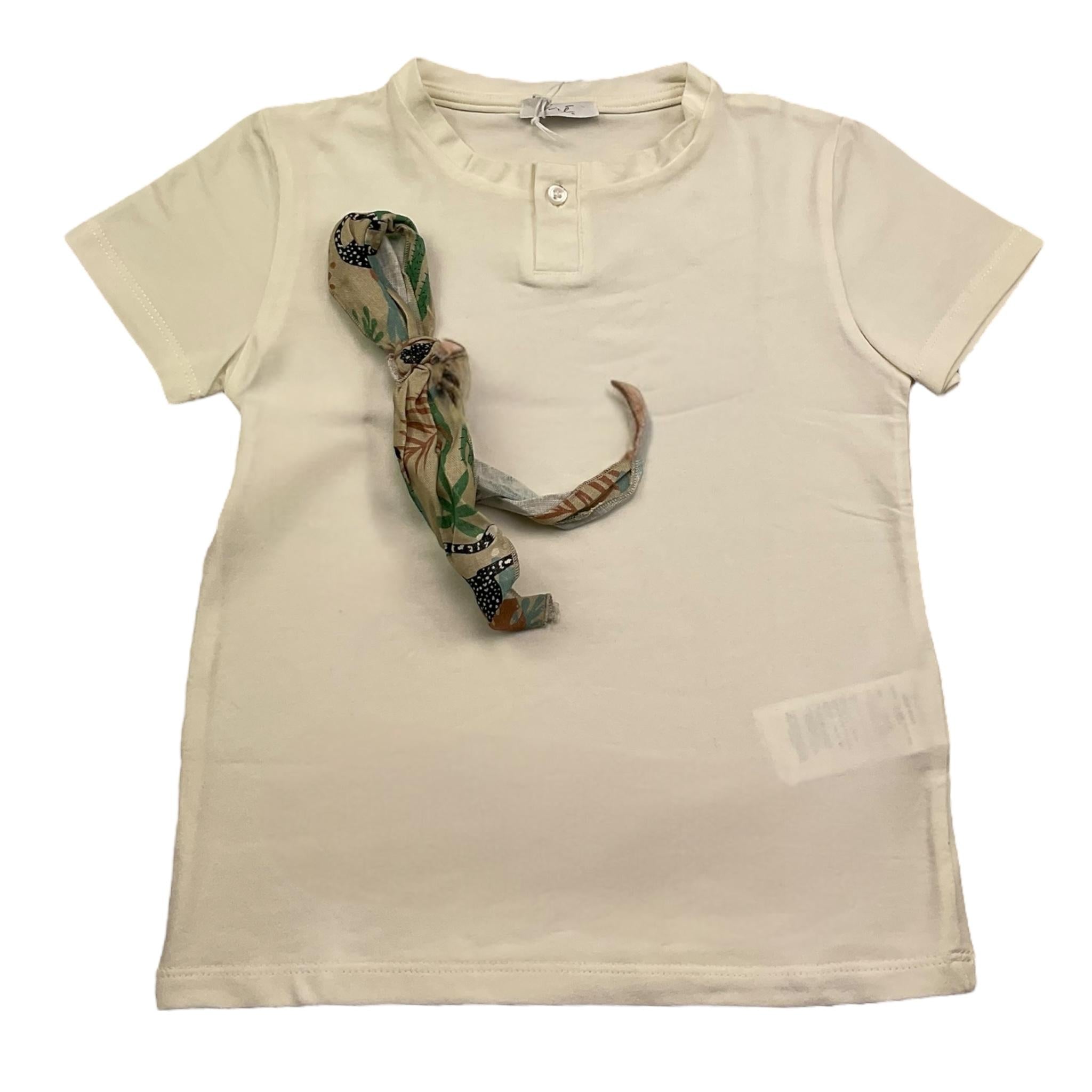 M+E' T-Shirt Girocollo Tinta Unita con Foulard per Bambino UEM0585 PANNA M+E' 