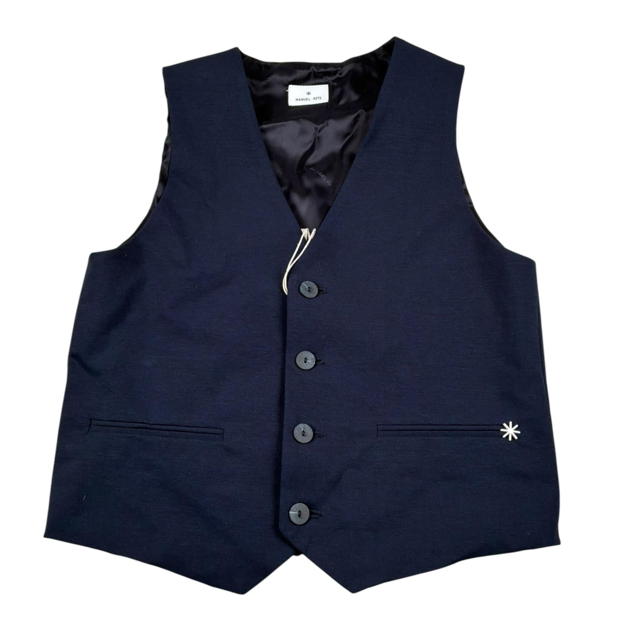 Manuel Ritz Gilet tinta unita con Bottoni Blu per Bambino MR2929 BLU MANUEL RITZ 