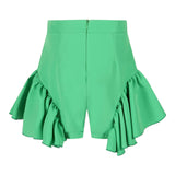 Odi Et Amo Einfarbige Shorts mit grünen Rüschen für Mädchen
