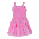 Twinset Einfarbiges ärmelloses Kleid mit rosa Tüllrock für Baby Mädchen