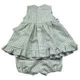 Le Bebe Completo 2 Pezzi Camicia-Culotte Fantasia Qaudri per Neonata LBG6239 VERDE LE BEBE 