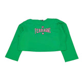 Chiara Ferragni Einfarbiger Crop Hoodie mit grünem Aufdruck für Baby Mädchen