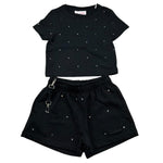 Saint Barth Completo 2 Pezzi T-Shirt-Short Tinta Unita per Bambina NIVES NERO SAINT BARTH 