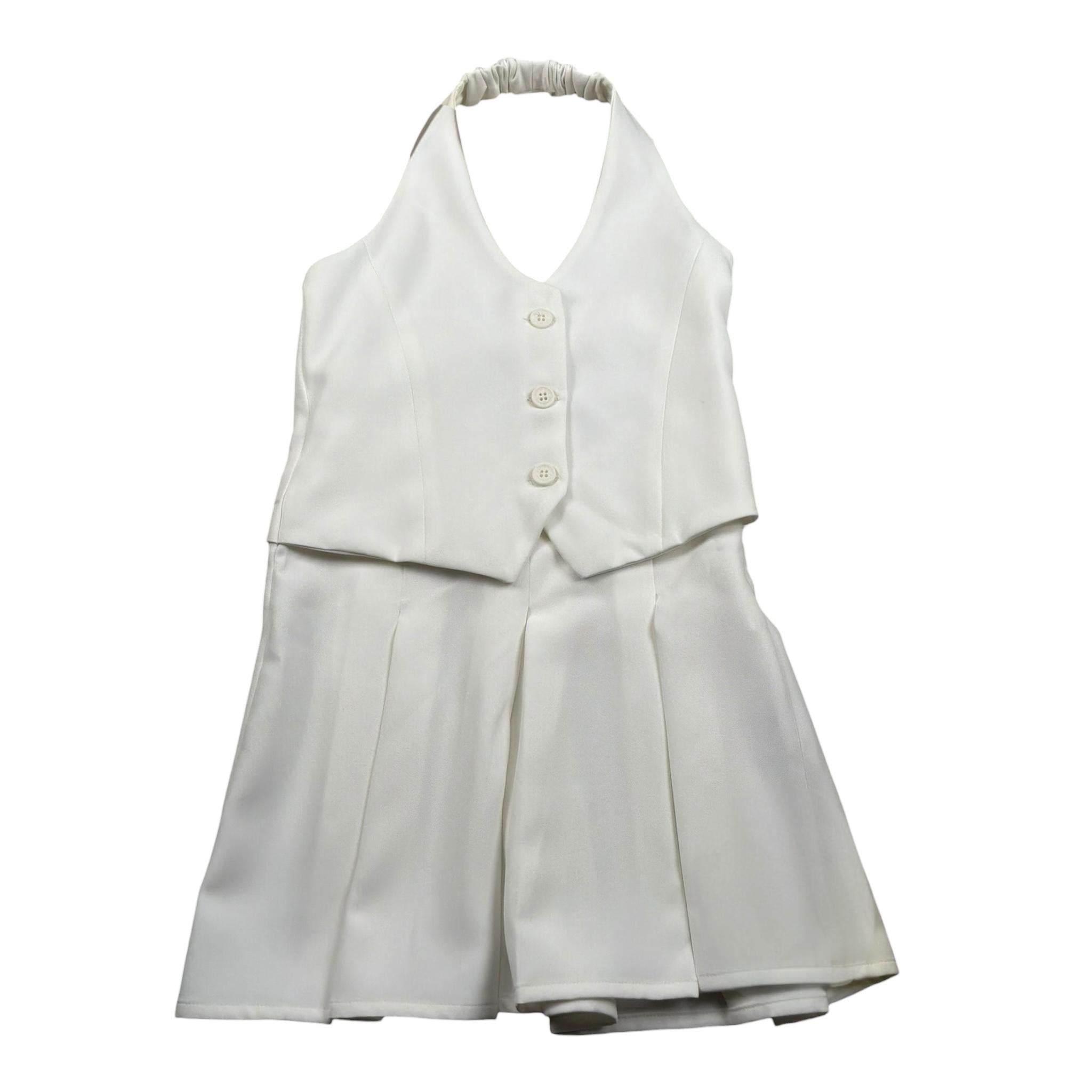 Hinnominate Abito Tinta Unita con Finto Gilet per Bambina 3646V00219 BIANCO HINNOMINATE 