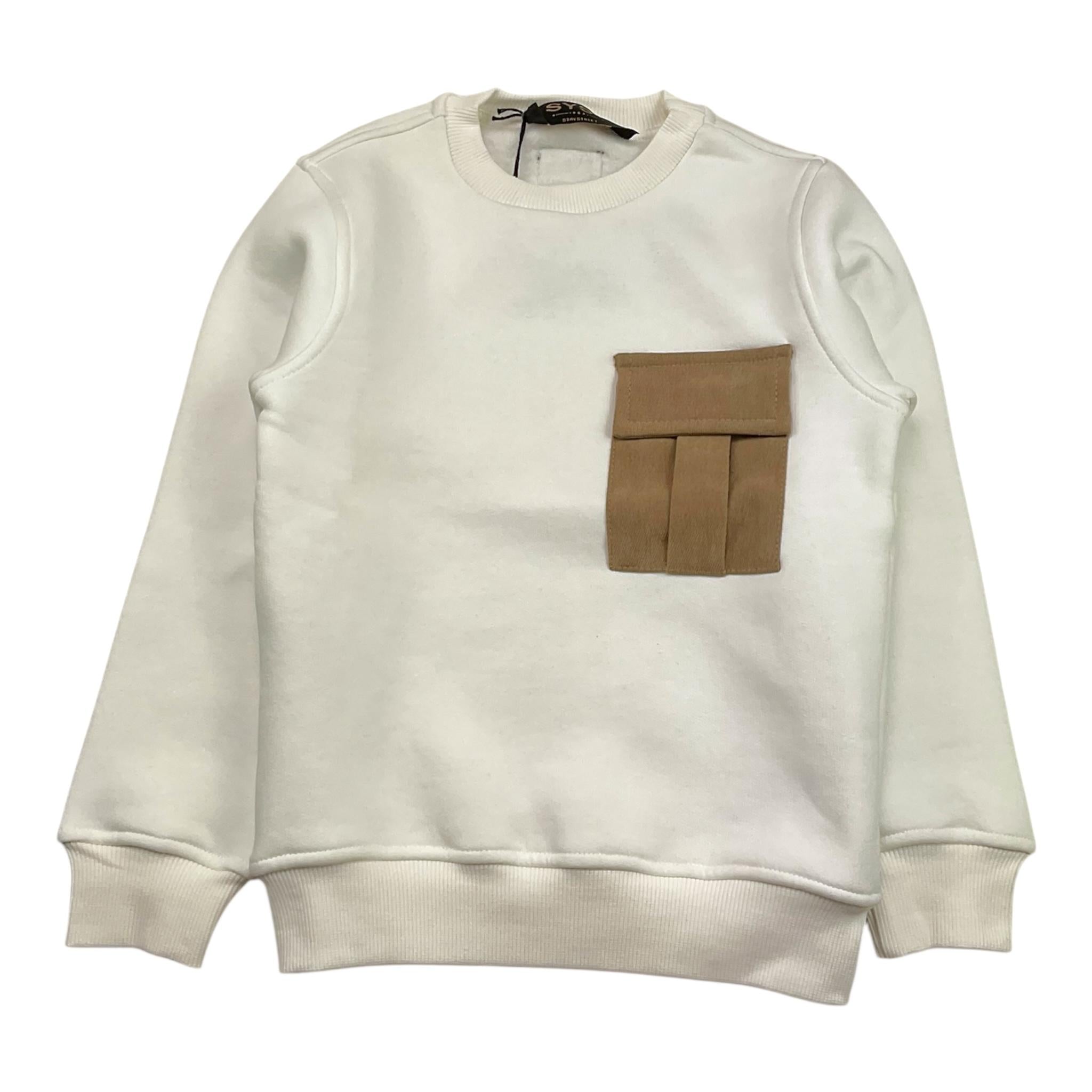 STAY STREET felpa girocollo tinta unita con taschino Panna per Bambino 14895 PANNA STAY STREET 
