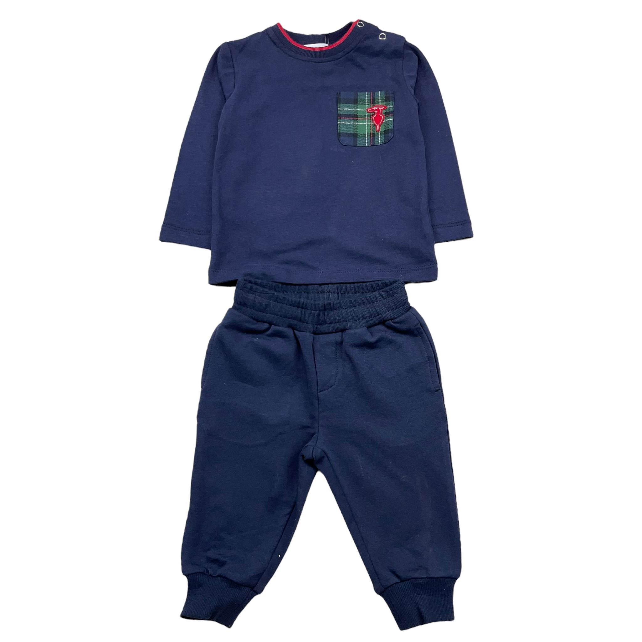 TRUSSARDI completo 2 pezzi shirt-pantalone tinta unita Blu per Neonato TIA25044CJ BLU TRUSSARDI 