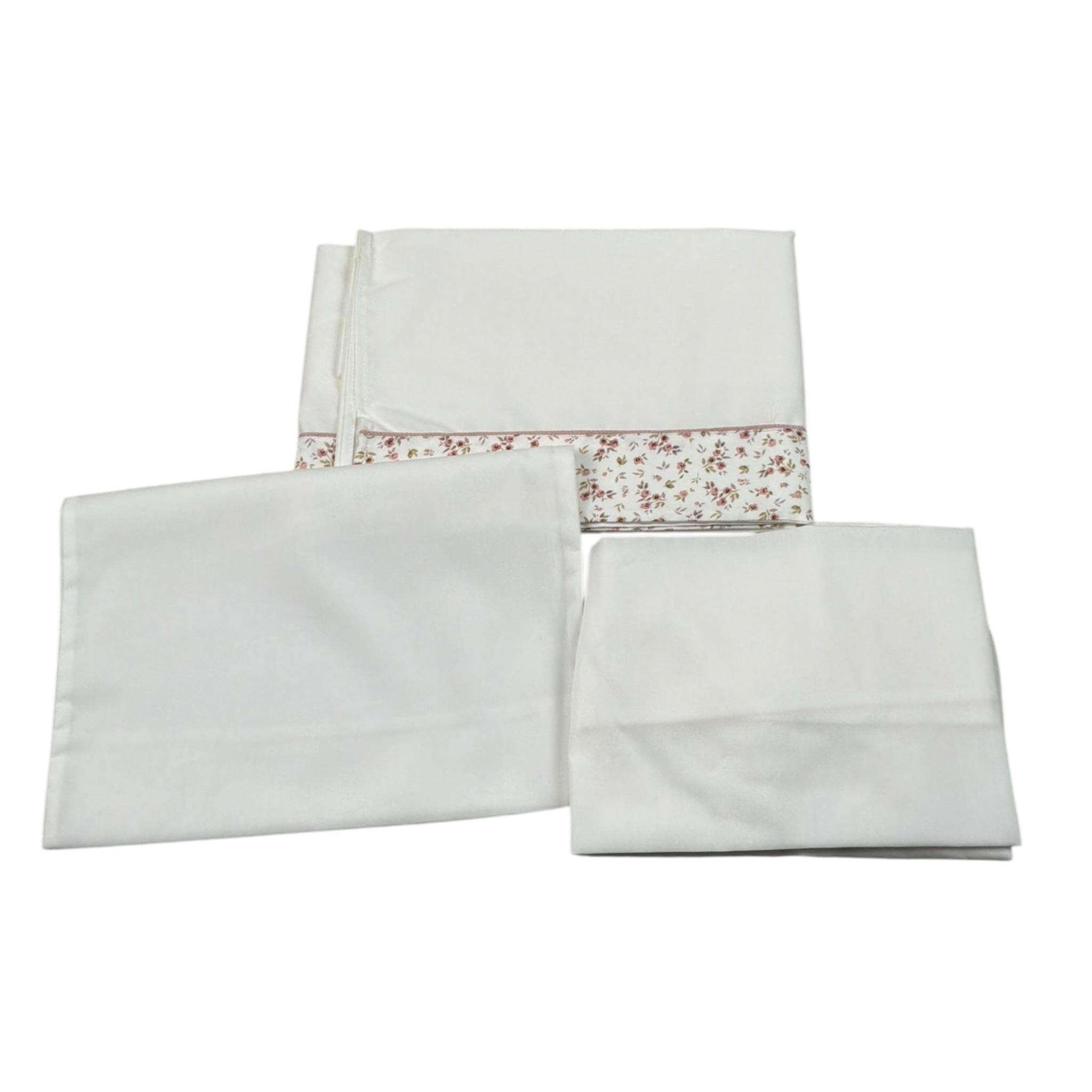 Barcellino Set Lenzuola 3 Pezzi Tinta Unita per Neonata 10085 BIANCO BARCELLINO 
