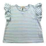 Zhoe &amp; Tobiah Zweifarbiges gestreiftes Rüschen-T-Shirt Weiß/Blau für Baby-Mädchen