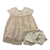 Caffe‘ D‘Orzo – Einfarbiges, halbärmeliges Kleid mit Tüll und beiger Culotte für Neugeborene