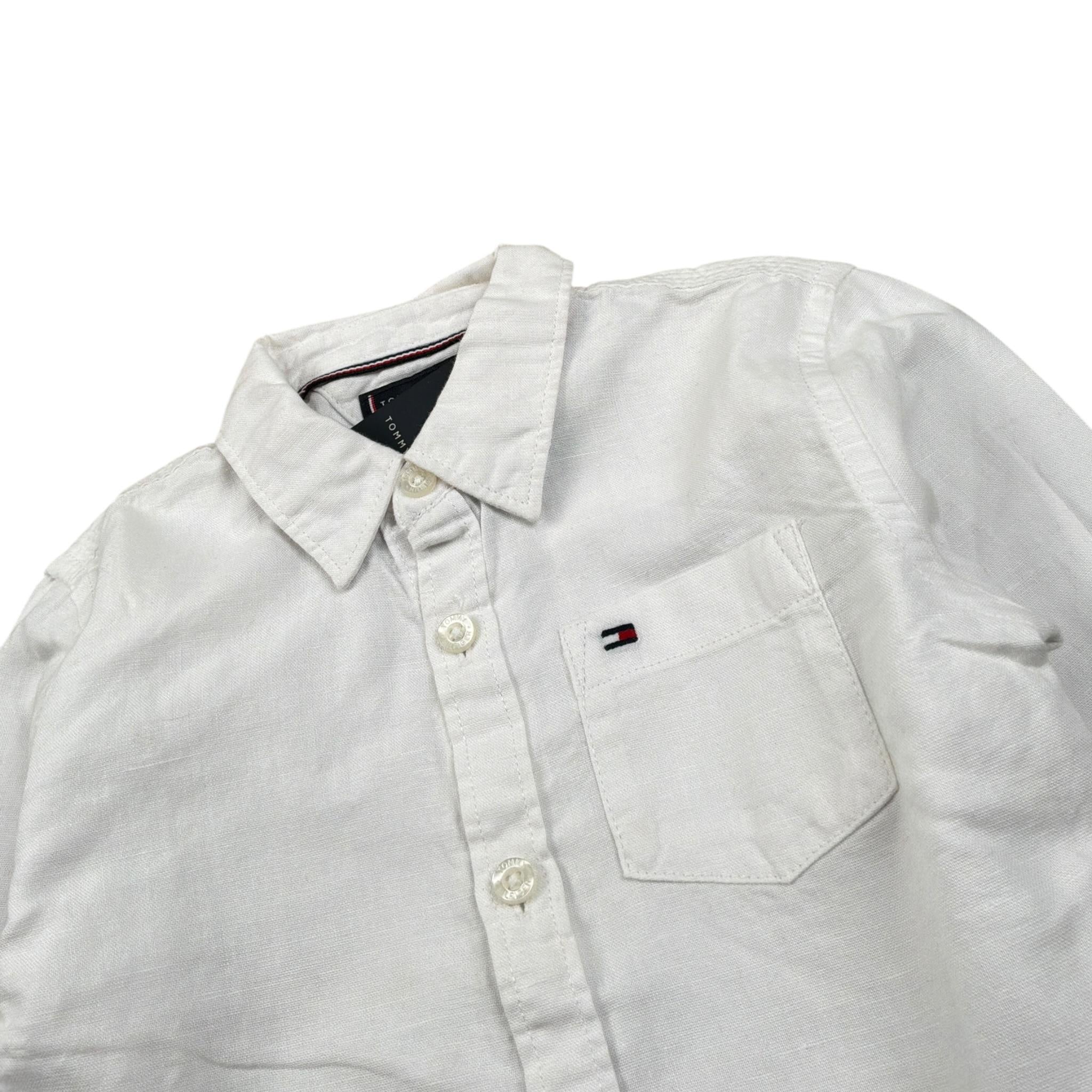 Tommy Hilfiger Camicia tinta unita con Logo Bianco per Neonato KB0KB08142J BIANCO TOMMY HILFIGER 
