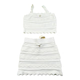 Elisabetta Franchi Completo 2 Pezzi Gonna Tinta Unita con Ricami-Top per Bambina EFCM015X BIANCO ELISABETTA FRANCHI 